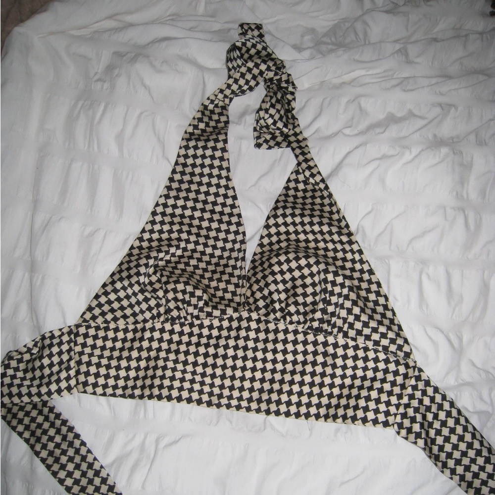 Black and white checkered satin halter top size small